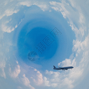 商务空间云中漫步飞机gif高清图片