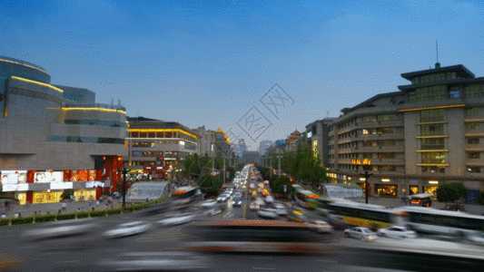 城市繁华路段交通延时GIF图片