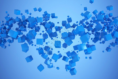 C4D蓝色立方体背景图片