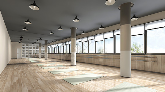 3D健身瑜伽室场景图片