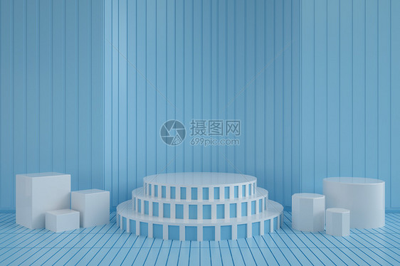 3d清新蓝电商背景图片