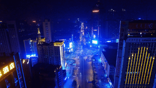 科技交通城市夜景航拍GIF高清图片