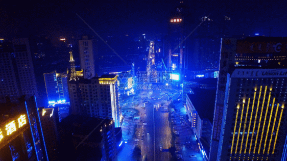 城市夜景航拍GIF图片