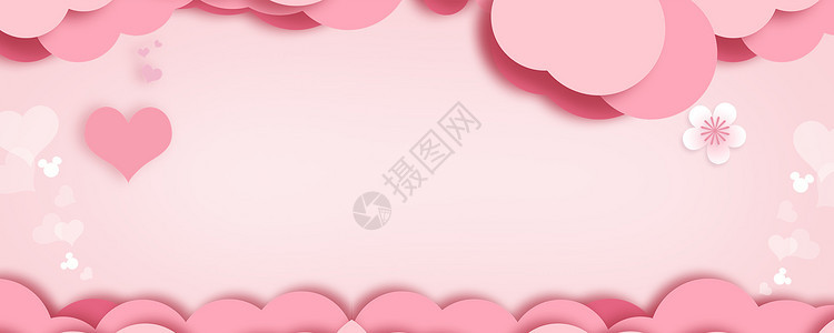 粉色浪漫剪纸背景图片