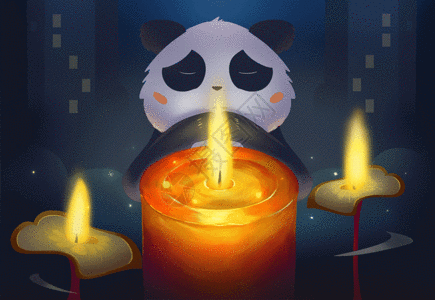 熊猫默哀祈祷插画GIF图片