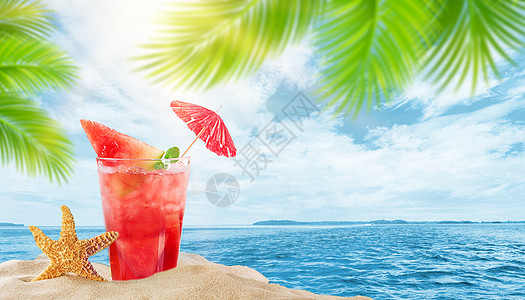 夏季冰镇饮料背景创意夏天背景设计图片