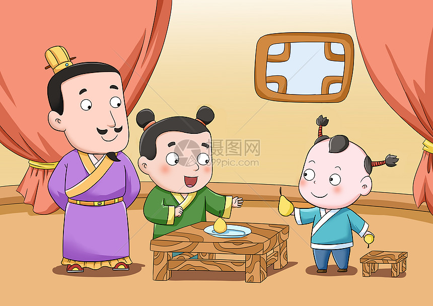成语故事孔融让梨插画图片下载-正版图片401477236-摄
