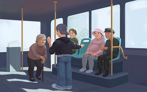 公交车关爱老人背景图片