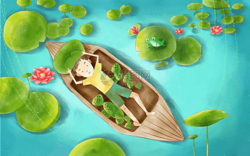 小暑纳凉gif动图图片-正版gif素材401484702-摄图网