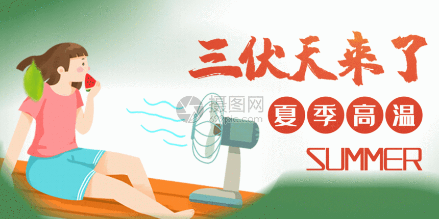 三伏天来了动图gif高温来袭公众号海报