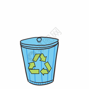 垃圾桶卡通垃圾分类之可回收垃圾gif高清图片