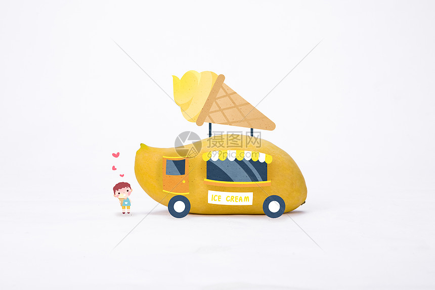 夏日冰淇淋车图片