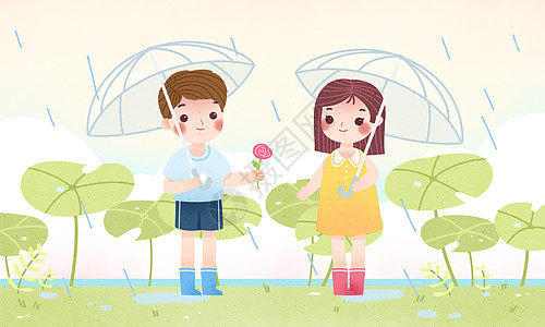 雨水夏天的雨插画