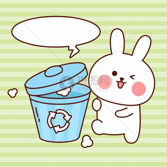 兔小贝可回收垃圾gif