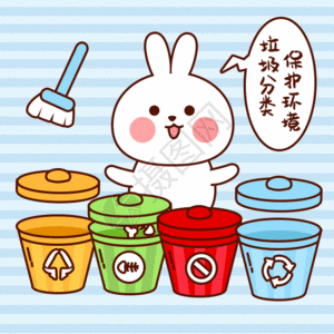 回收环保公司兔小贝垃圾分类gif高清图片