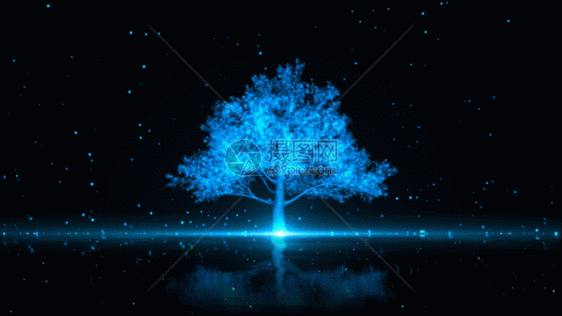 蓝色科技粒子树GIF图片