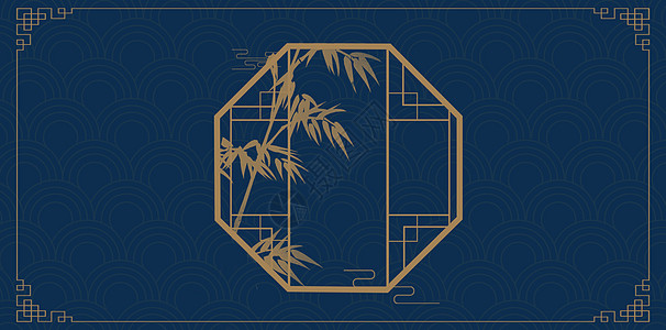 竹树素材中国风边框设计图片
