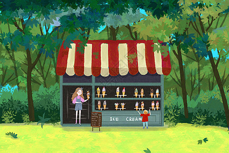 女孩的冰淇淋店背景图片