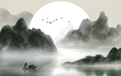 中国风山水插画图片