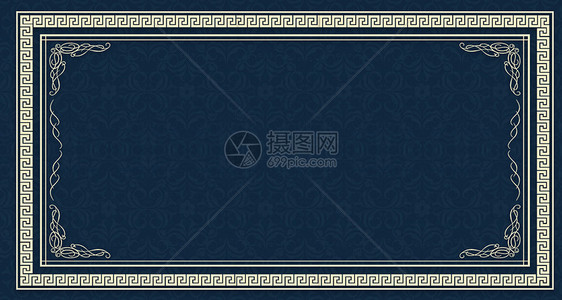 中国风蓝色边框背景图片
