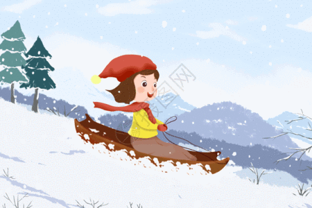 小雪插画滑雪gif动图高清图片