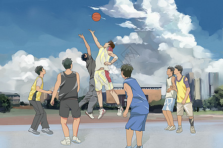 青少年打篮球少年打篮球插画