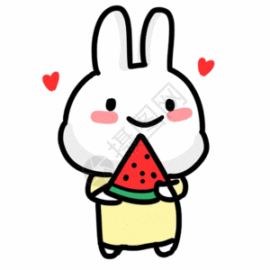 小兔子吃西瓜表情包gif图片
