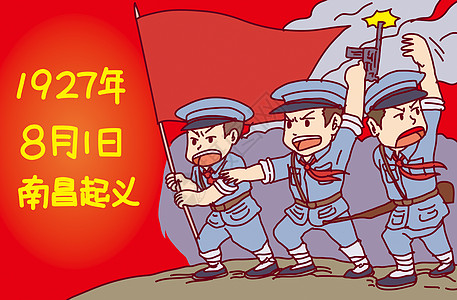 南昌八一纪念馆南昌起义插画