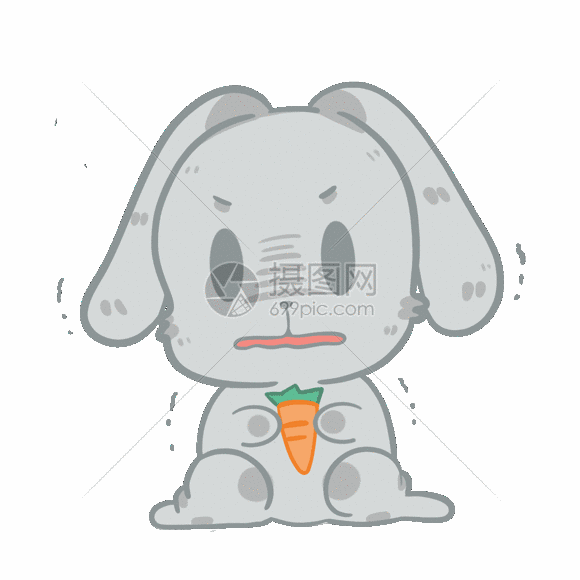 小灰兔惊恐可爱表情包gif卡通小兔子