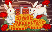 中秋兔子和月饼图片