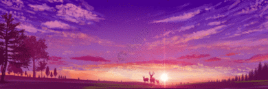 手绘日出时分的朝霞全景GIF图片