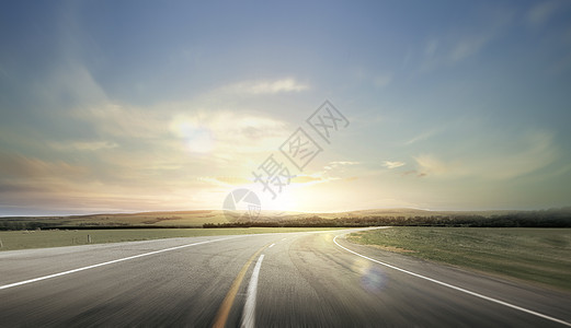 晚霞风景乡村公路背景设计图片