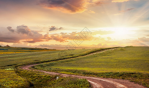 秋天风景乡村道路设计图片