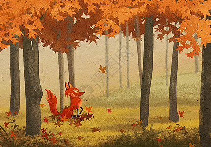 秋与狐狸图片