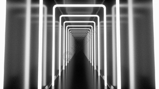 隧道光白色霓虹灯光通道穿梭动态背景GIF高清图片