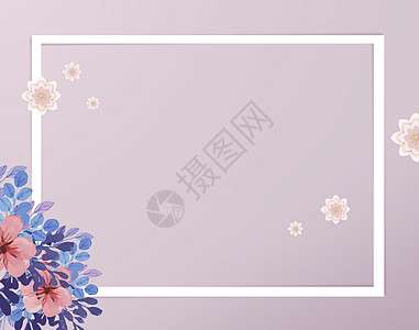 紫色边框花卉背景墙设计图片