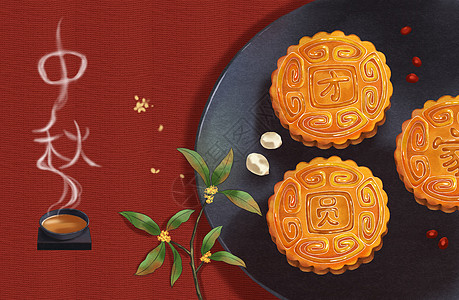 中秋节红豆月饼高清图片