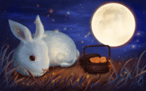 中秋月圆玉兔吃月饼GIF图片