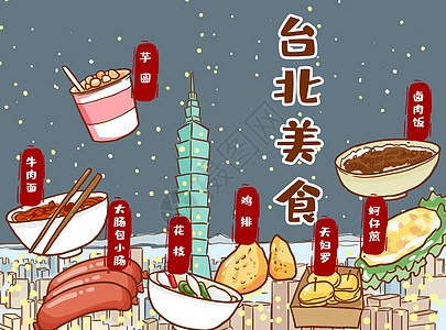 台湾美食台北美食插画