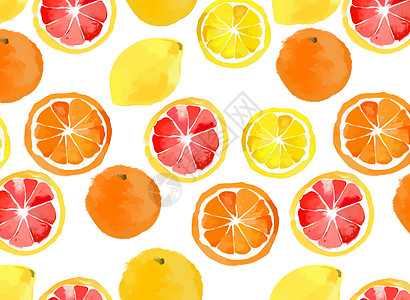 橙子柠檬水果插画背景图片