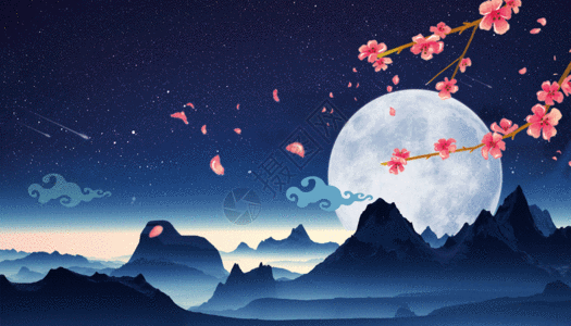 传统月亮中秋赏月GIF高清图片