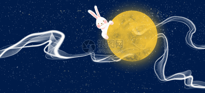 中秋古风插画动图图片-正版gif素材401615325-摄图网