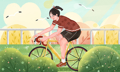 扁平小清新风格之世界骑行日插画图片
