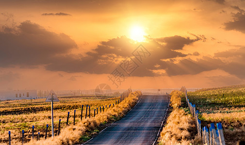 乡村夕阳公路图片