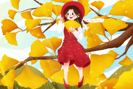 树枝上的女孩图片