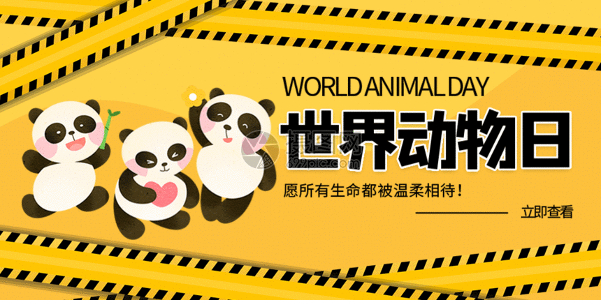 世界动物日微信公众号封面gif,编号: 401633664,格式: aep