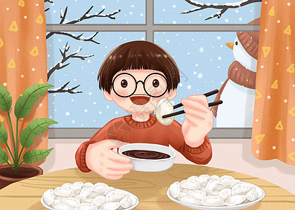 立冬吃饺子下雪高清图片素材