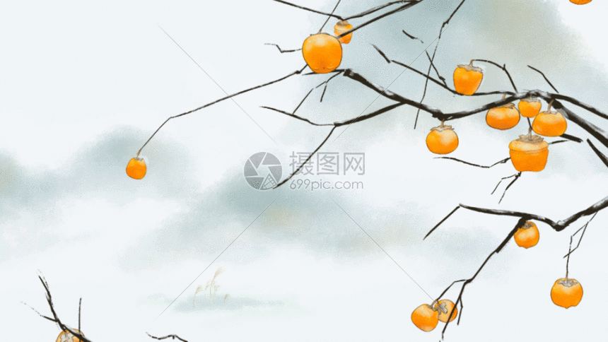 gif动图 插画动图 霜降节气中国风插画gif.aep,psd,gi