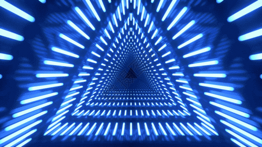 科技蓝色空间灯光变幻通道穿梭循环动画GIF图片