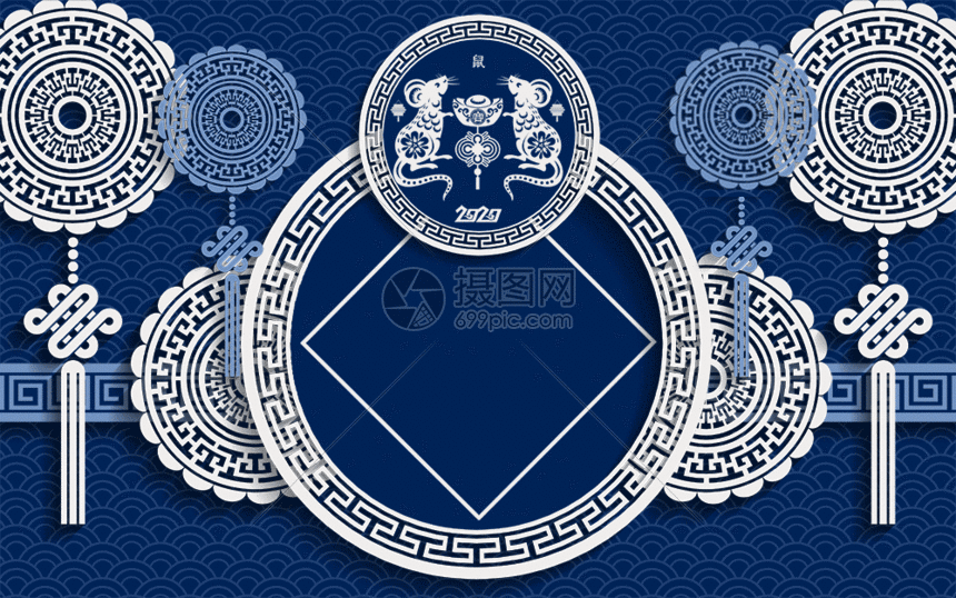 古典剪纸风鼠年福到插画gif,编号:401644580,格式:aep,psd,gi,体积